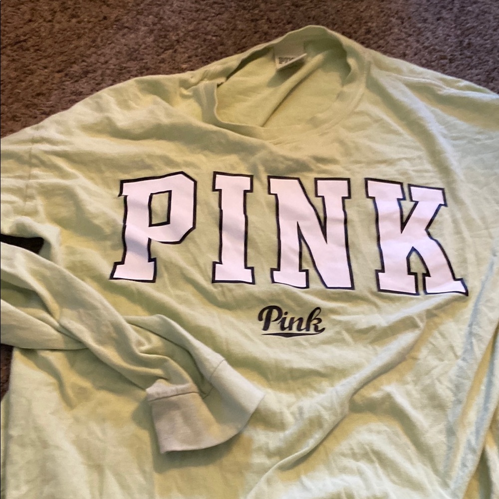 PINK Victoria's Secret Long Sleeve Tee - Light Green